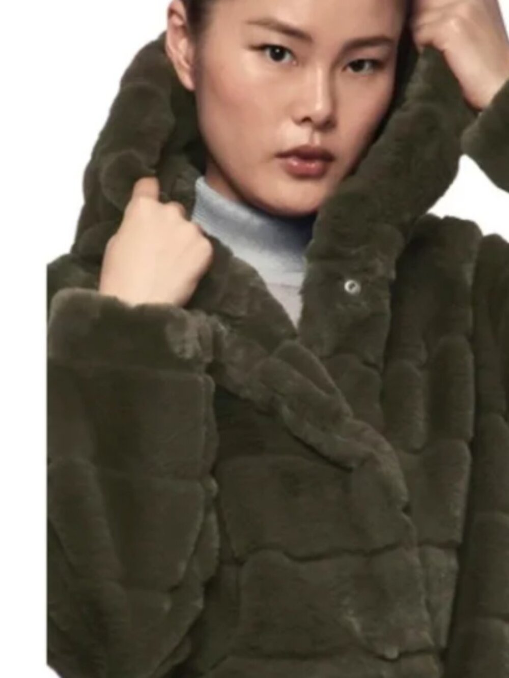 Women’s APPARIS Green Faux Fur Hooded Short Coat S Super Soft
